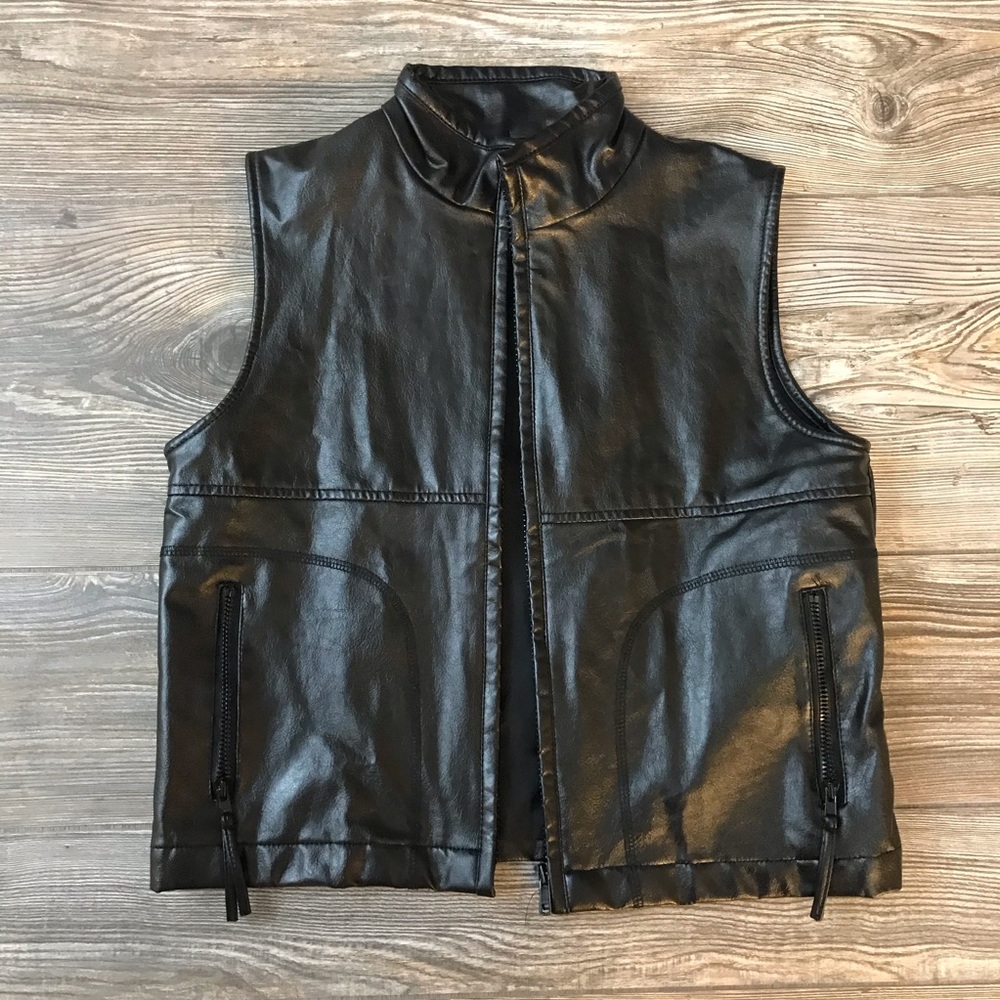 Black Leather Statement Vest - Picture 2 of 5